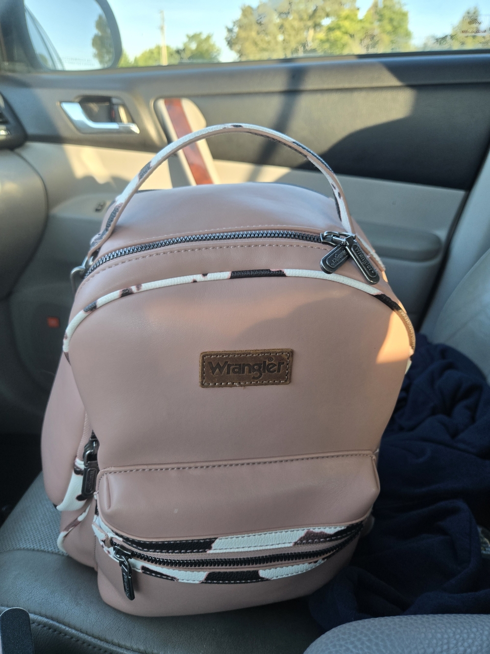 Wrangler Blush Pink Mini Backpack with Patterned Trim